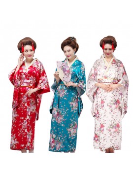 Ladies Japanese Traditional Silk Kimono Robes Luxury Nihonkimono Cosplay Costume Satin Yukata Kimono Japan
