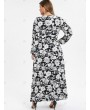 Plus Size Low Cut Floral High Slit Maxi Dress - 5x