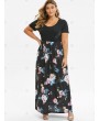 Contrast Pockets Maxi Floral Plus Size Dress - 3x