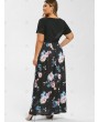 Contrast Pockets Maxi Floral Plus Size Dress - 3x