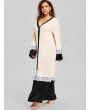 Plus Size Lace Panel Long Arabic Dress - 2xl