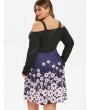 Plus Size Floral Cold Shoulder Surplice Dress - 1x