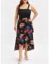 Asymmetric Plus Size Floral Midi Dress - 4x