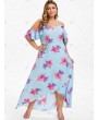 Plus Size Floral Ruffle Maxi Asymmetric Dress - 5x