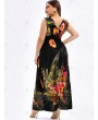 Floral Shirred Plus Size Maxi Dress - 1x
