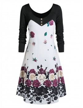 Plus Size Floral Print T-shirt Dress - 5x