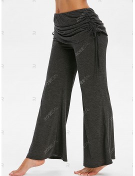 Cinched Fold Over Space Dye Print Flare Pants - Xl